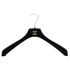 90s Chanel black velvet large clothes hanger