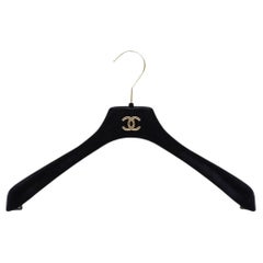 90s Chanel black velvet large clothes hanger