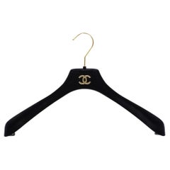 Vintage 90s Chanel black velvet large clothes hanger