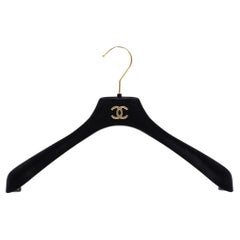 90s Chanel black velvet large clothes hanger