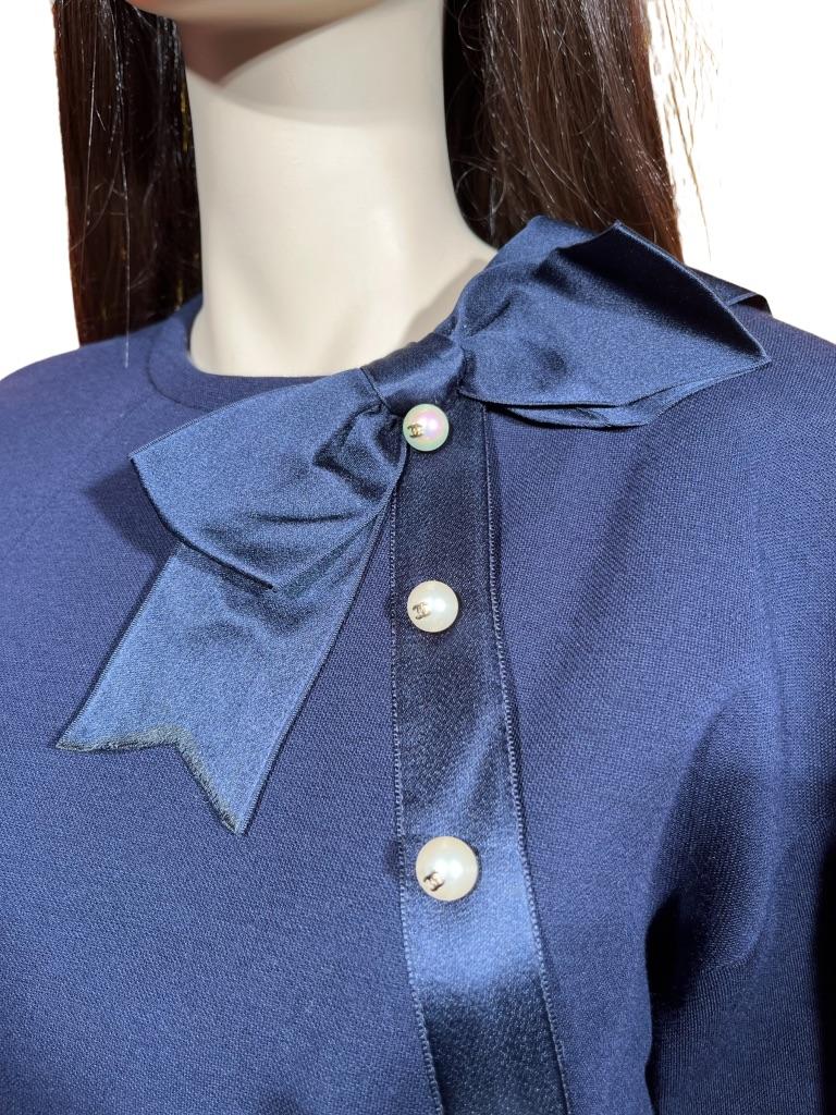 Women's 90’s Chanel Boutique Navy Blue Shift Dress