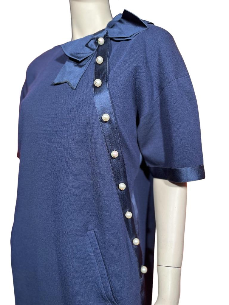 90’s Chanel Boutique Navy Blue Shift Dress 1