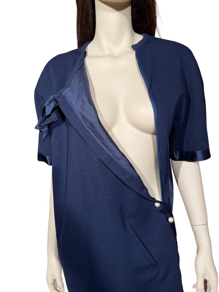 Chanel Boutique 90's Robe droite bleu marine 3