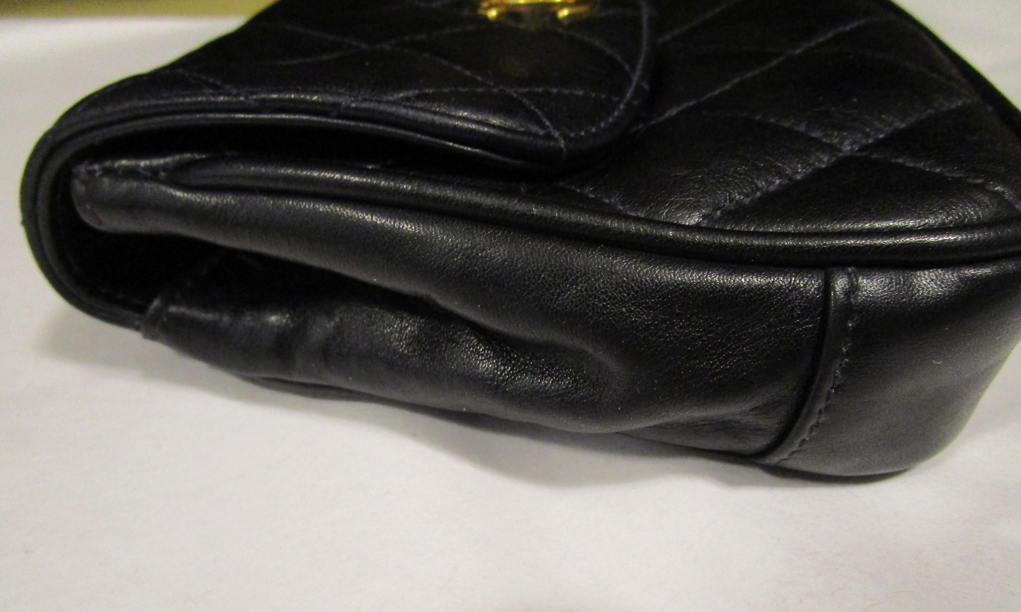 90s CHANEL CC Turnlock Lambskin Leather Waist Belt Bag Black Gold Hardware 9