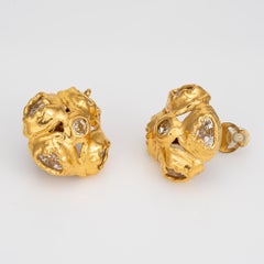 90s Chanel Crystal Earrings Large Cluster Clip On Yellow Tone Collection 29