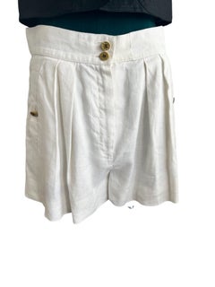 90's Chanel Line white Shorts with CC gold bottom