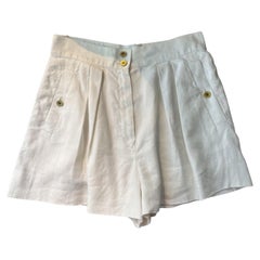 90's Chanel Line white Shorts with CC gold bottom