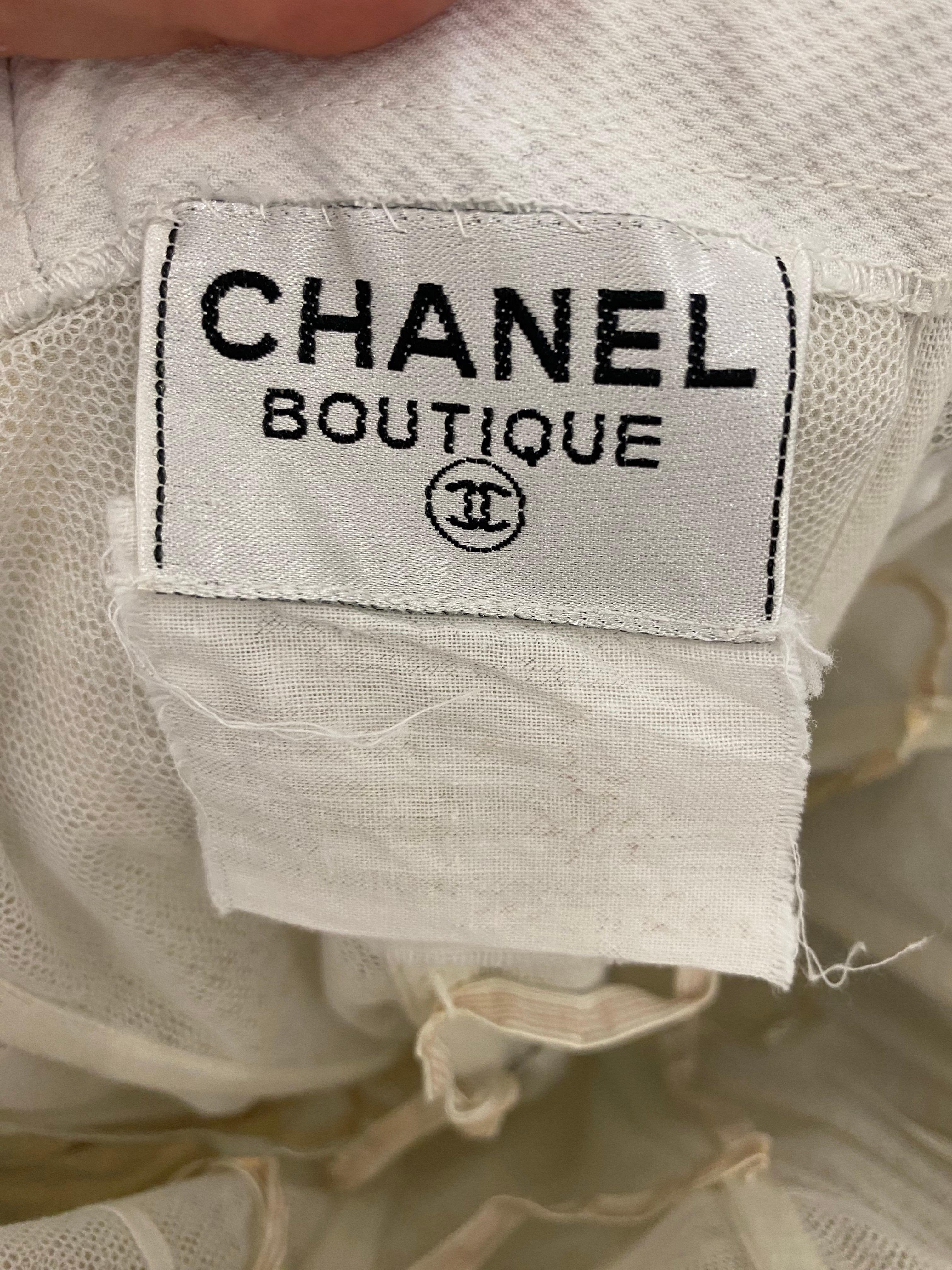90er Chanel Trägerloses Weißes Baumwollkleid mit Spitze im Zustand „Gut“ im Angebot in Beverly Hills, CA