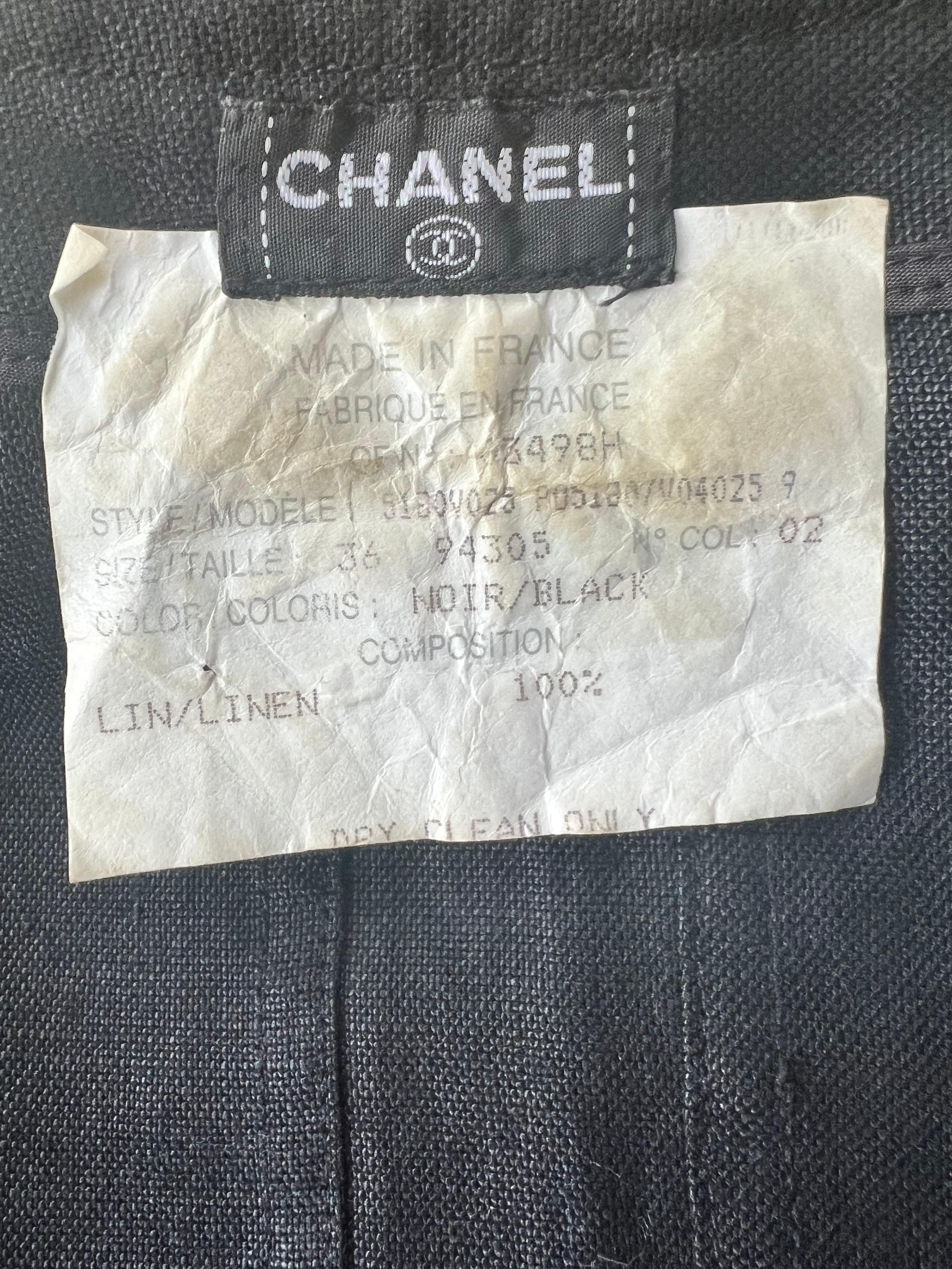 Women's 90's Chanel summer Line black short sleeve crop jacket  For Sale