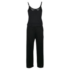 90s Chanel Retro black knitted effect long jumpsuit