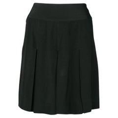 90s Chanel Vintage black pleated silk mini skirt