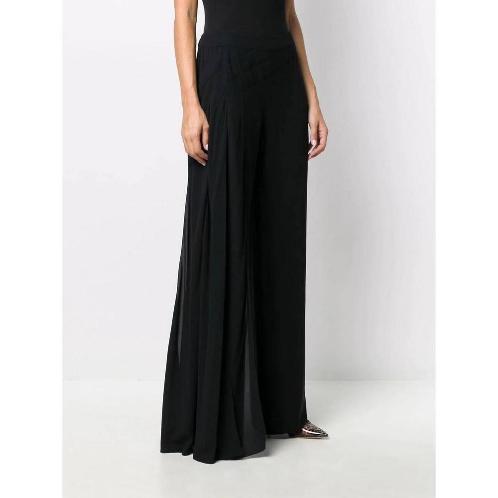 Pantalones palazzo 90s Chanel Vintage de seda negra Negro