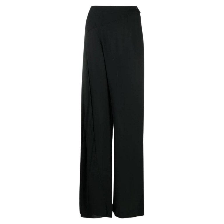 90s Chanel Vintage black silk palazzo pants For Sale at 1stDibs