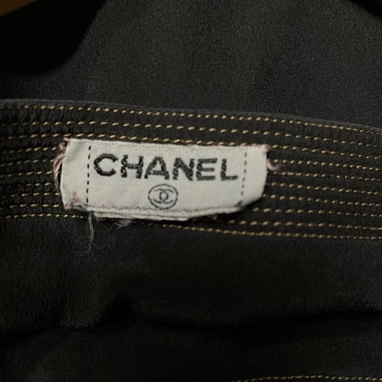 90s Chanel Vintage Black Silk Tank Top