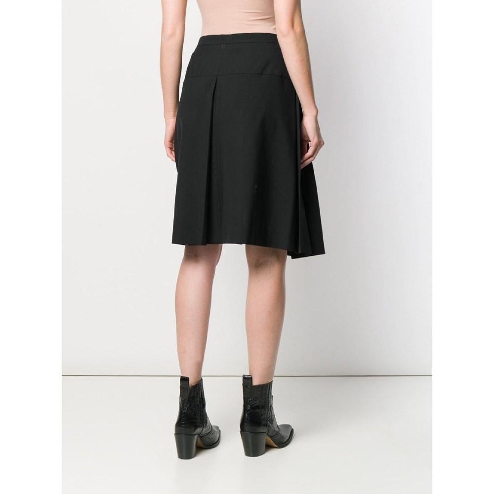 Women's 90s Chanel Vintage black wool skirt For Sale