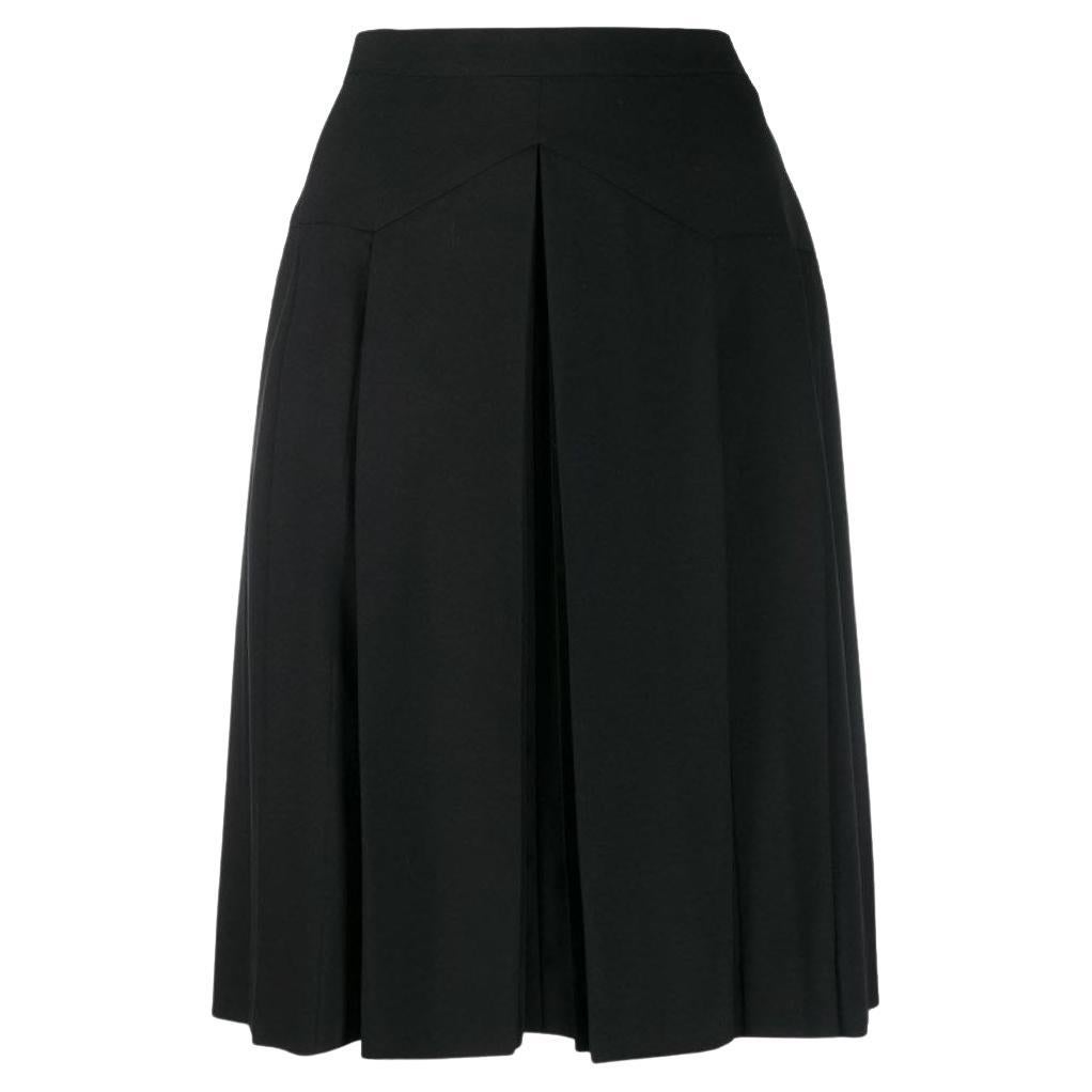 90s Chanel Vintage black wool skirt For Sale