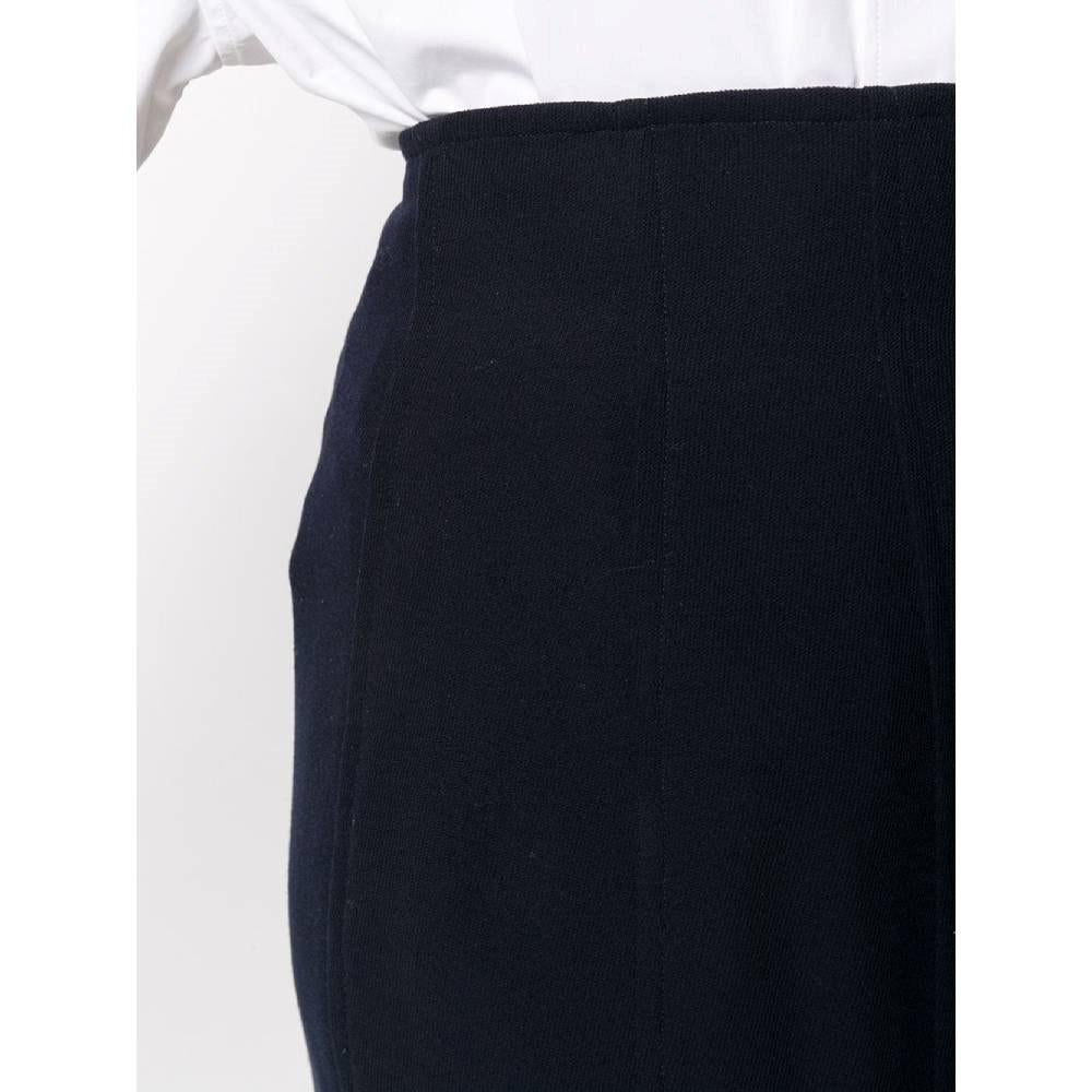 90s Chanel Vintage blue wool midi skirt For Sale 1