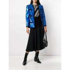 90s Chanel Vintage electric blue sequins logoed jacket