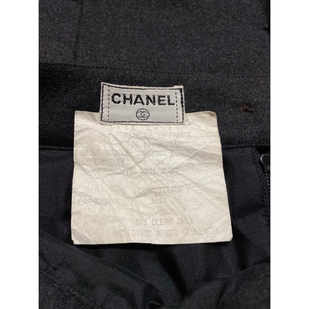 90s Chanel Vintage grey wool midi skirt 1
