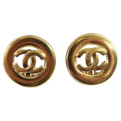 90
s Chanel Vintage  Logo Earrings in Gold-Plated Metal