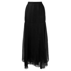 90s Chanel Vintage semitransparent black silk long skirt