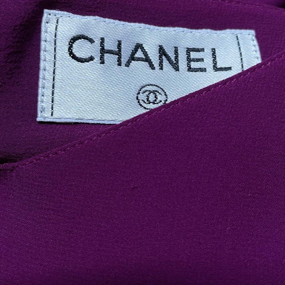 Women's 90s Chanel Vintage semitransparent reddish-purple silk blouse For Sale