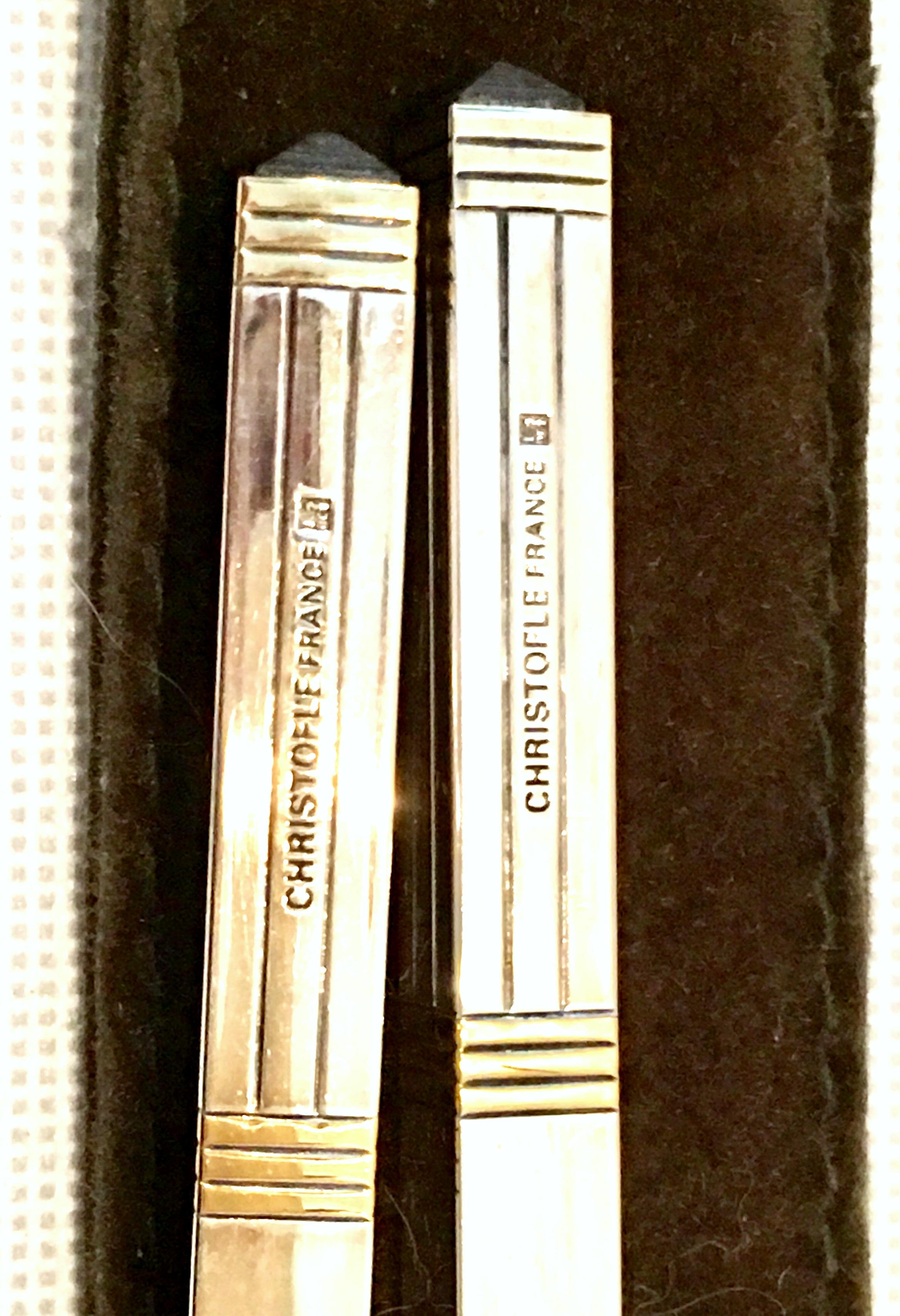 1990s Christofle Silver France Ebony, Sterling Silver & Gold Pair of Chopsticks 3