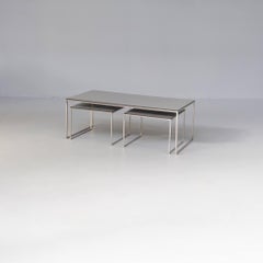 90s coffee / nesting table stainless steel foot and trespa top set/3