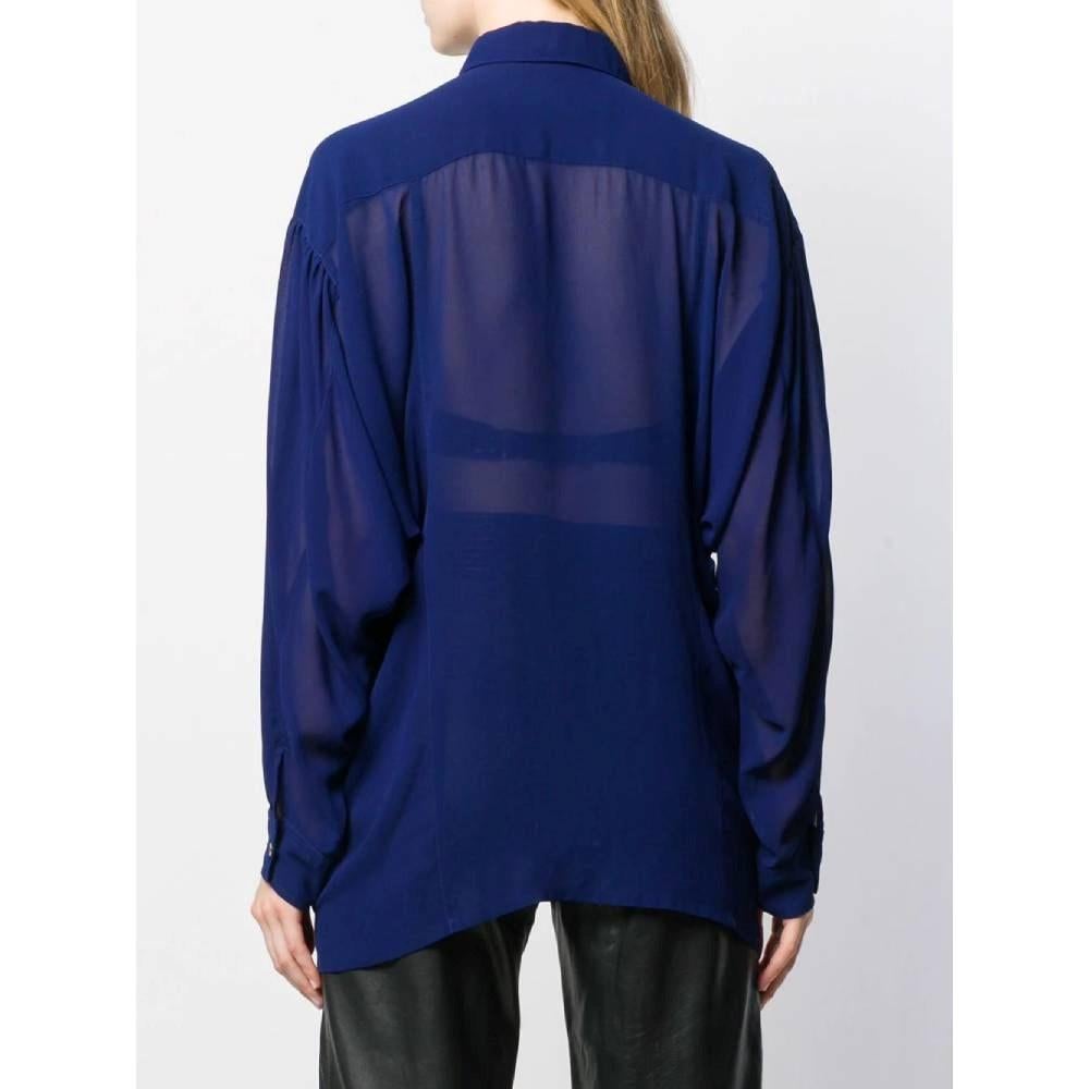 COMME des GARCONS silk shirred shirt blouse GB-05030 black M