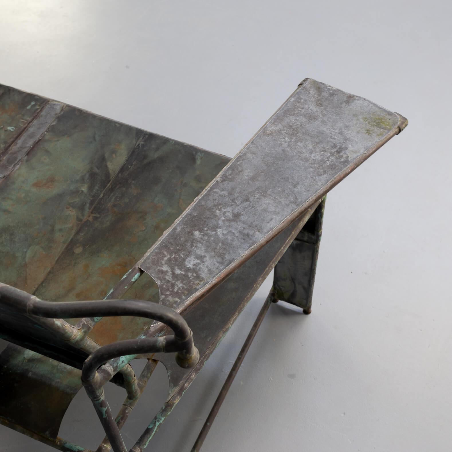 90s copper and zinc artwork handmade bench by Cor de Ree For Sale 5