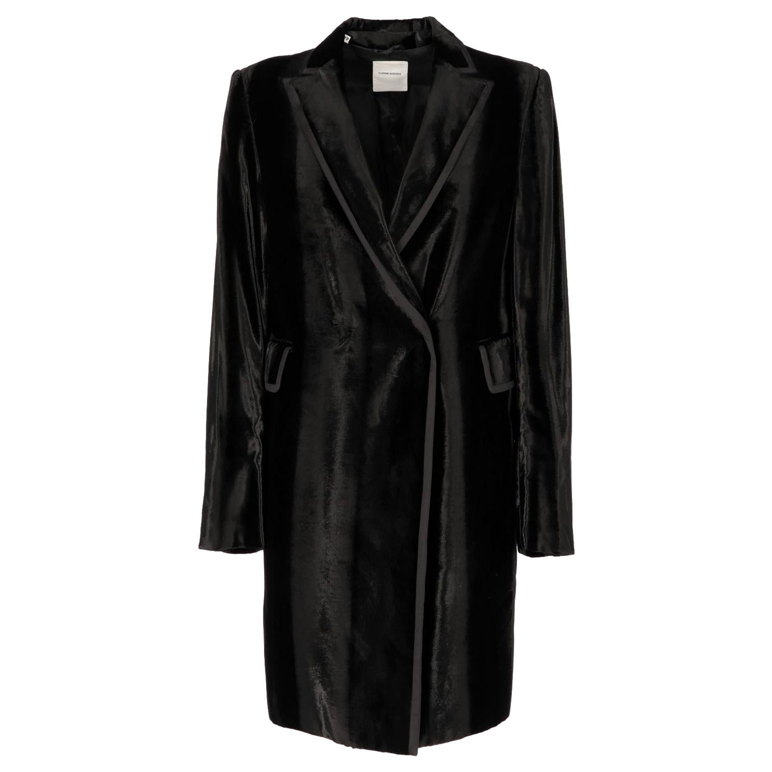 90s Costume National Black Velvet Vintage Coat