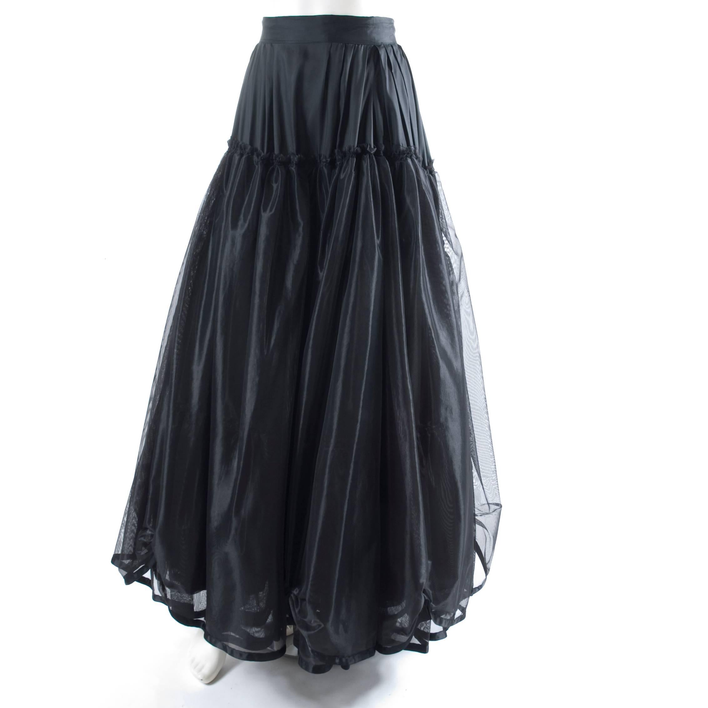 90s Custom Black Velvet Evenig Skirt with Train  For Sale 3
