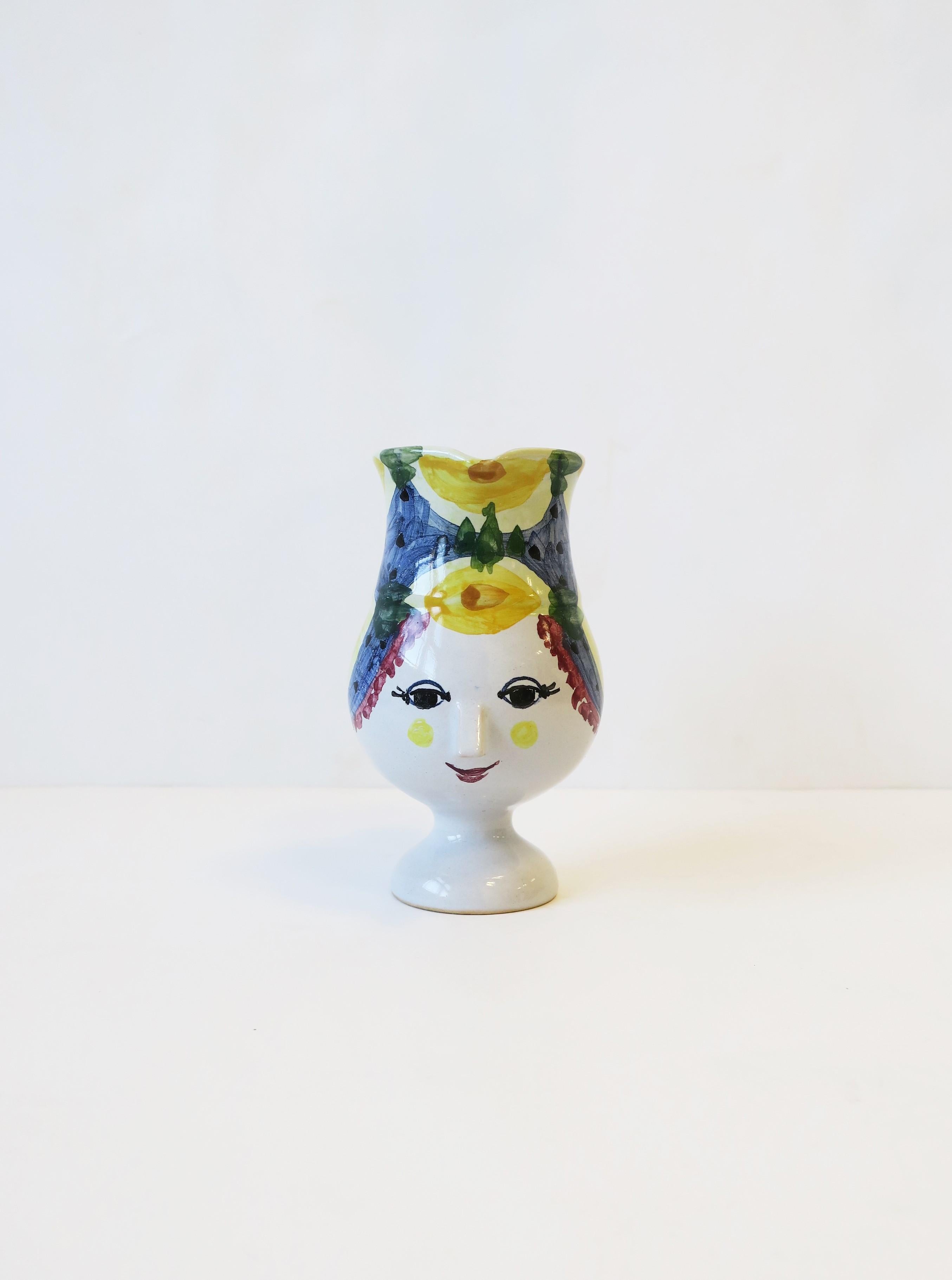 1990s Denmark by Danish designer Bjorn Wiinblad, a figural sculpture piece pitcher vessel, 1998. With designers signature, origin, and year on bottom as show in images #11. Measures: 4.63