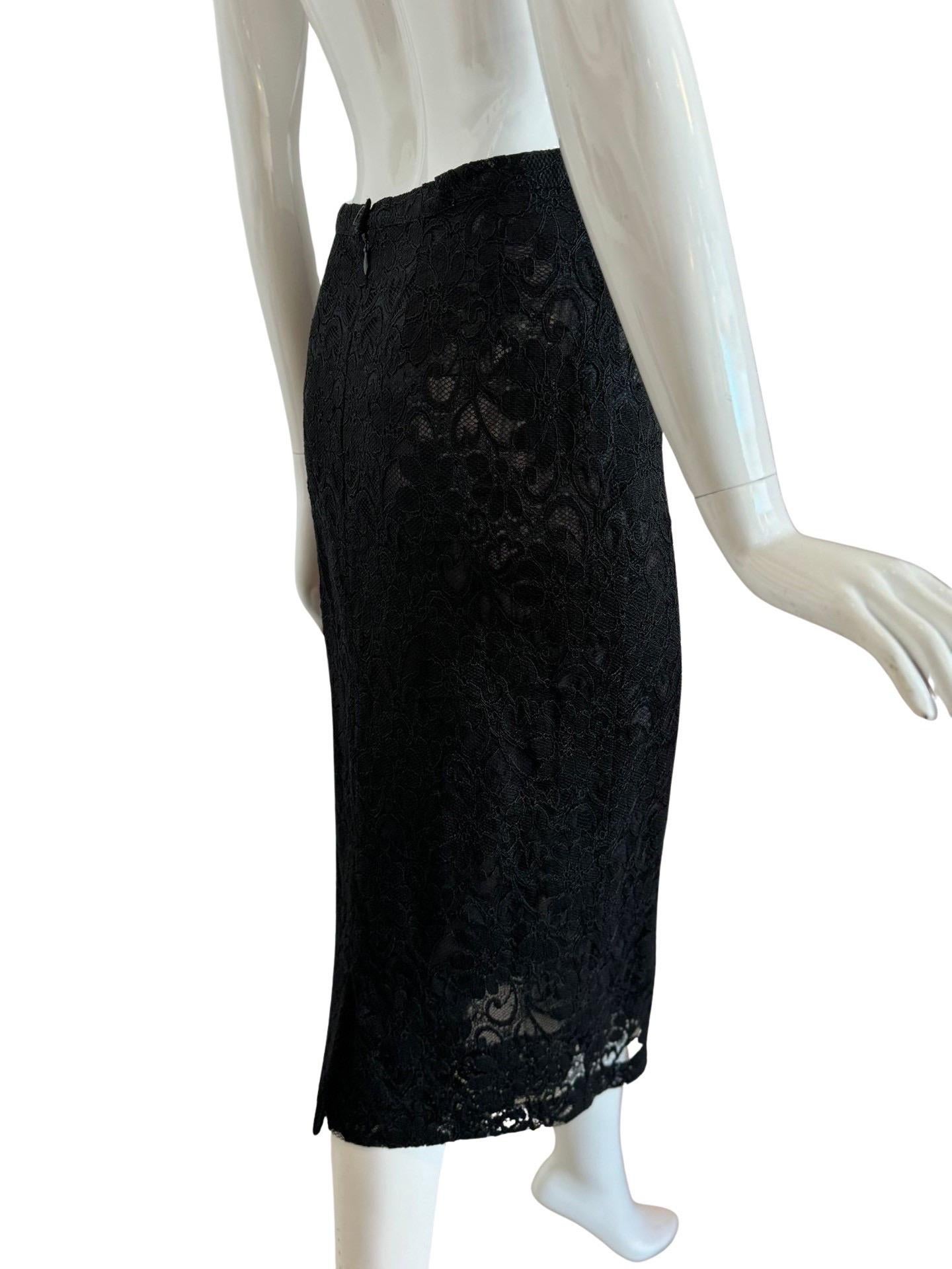 Women's 90s D&G Top Skirt Set Black Lace  For Sale