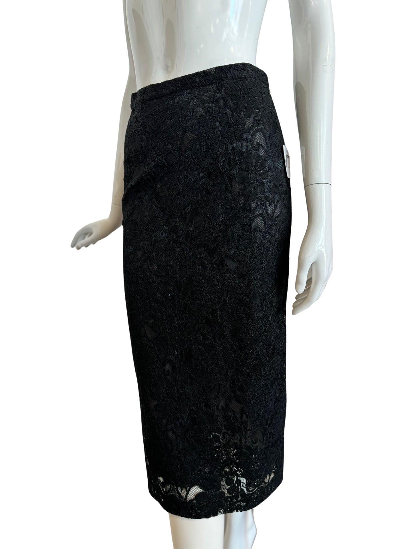 90s D&G Top Skirt Set Black Lace For Sale 1
