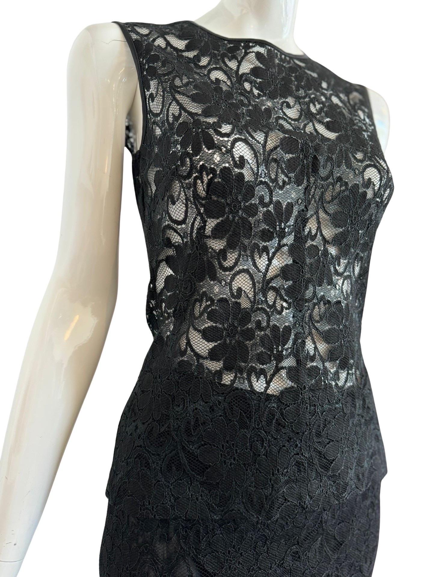 90s D&G Top Skirt Set Black Lace  For Sale 2