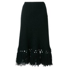 90s Dolce & Gabbana black knitted wool skirt with fringes