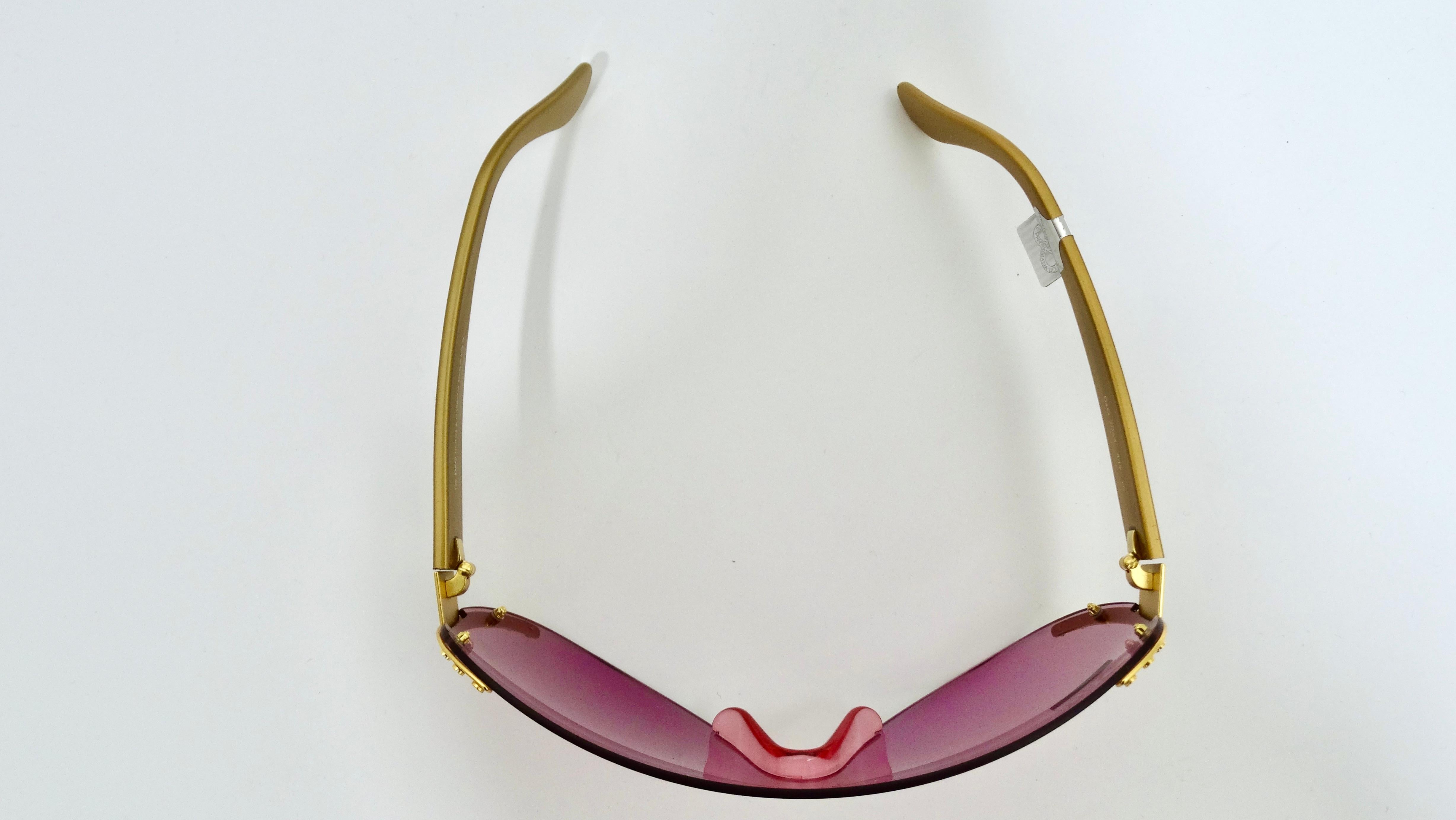Gray 90's Dolce & Gabbana Pink Shield Sunglasses