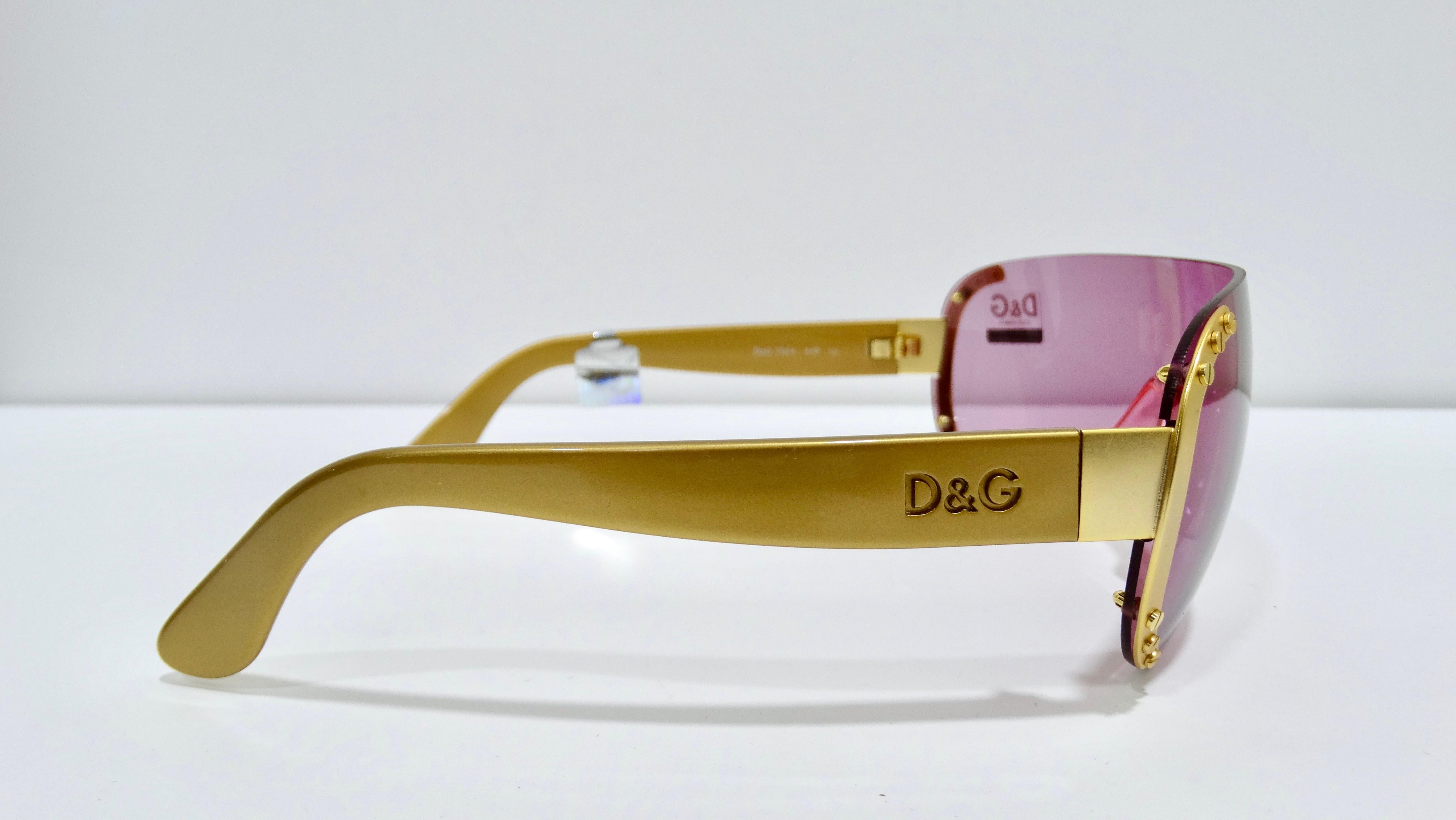 Women's or Men's 90's Dolce & Gabbana Pink Shield Sunglasses