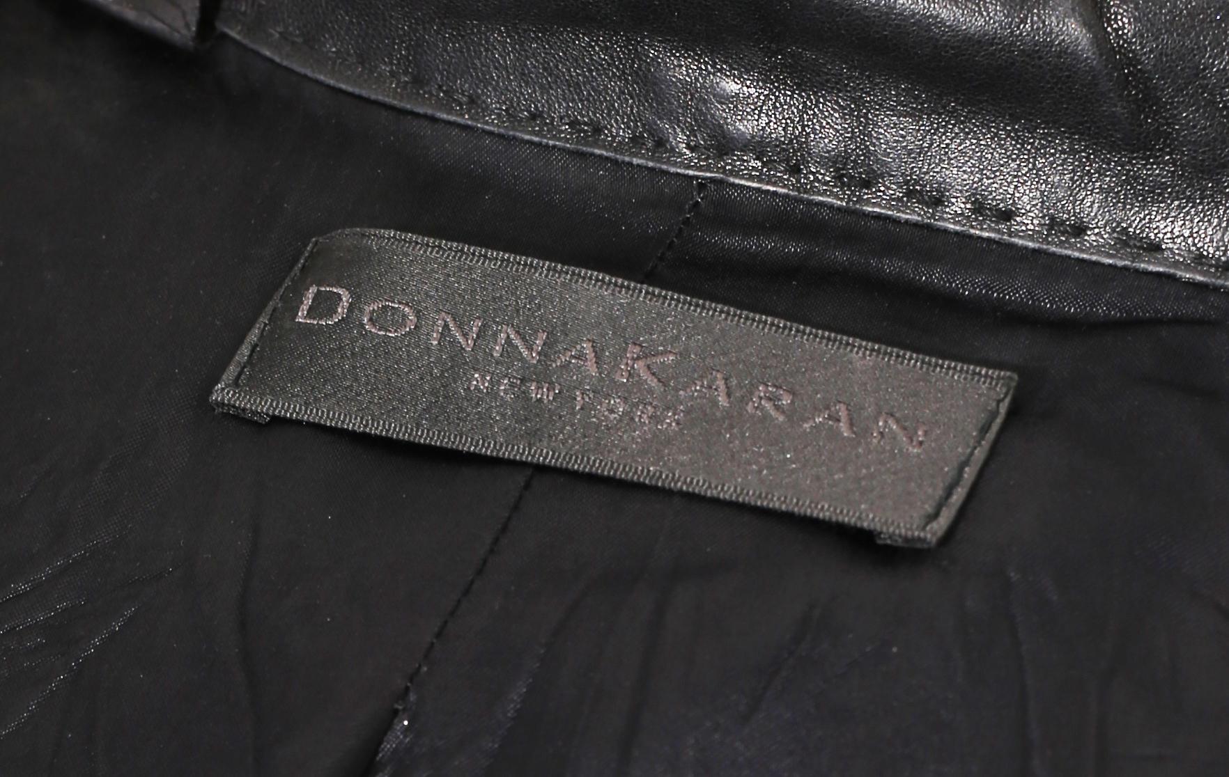 Women's 90s DONNA KARAN Black Label Lambskin black leather vest