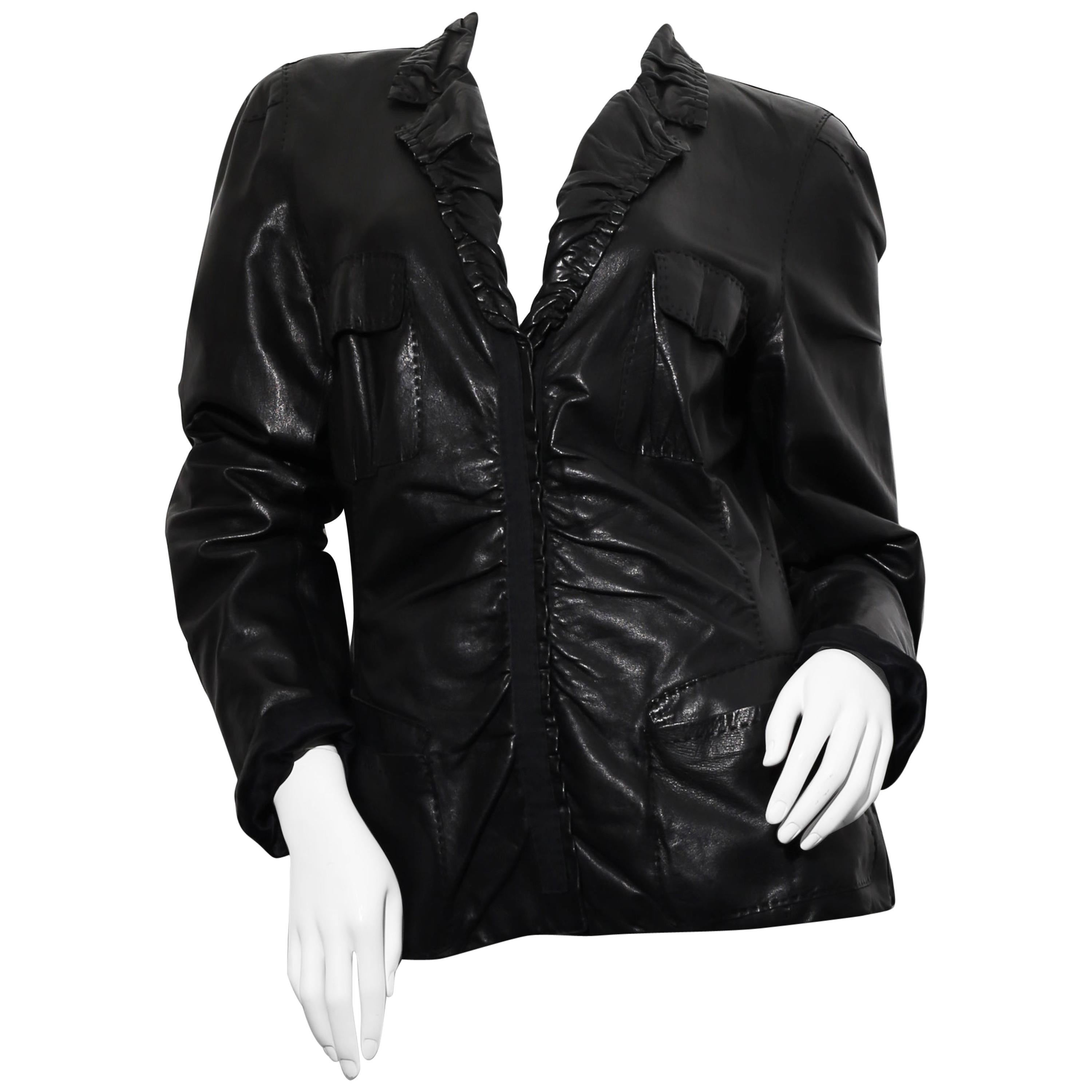 90s DONNA KARAN Black Label Lambskin black leather vest