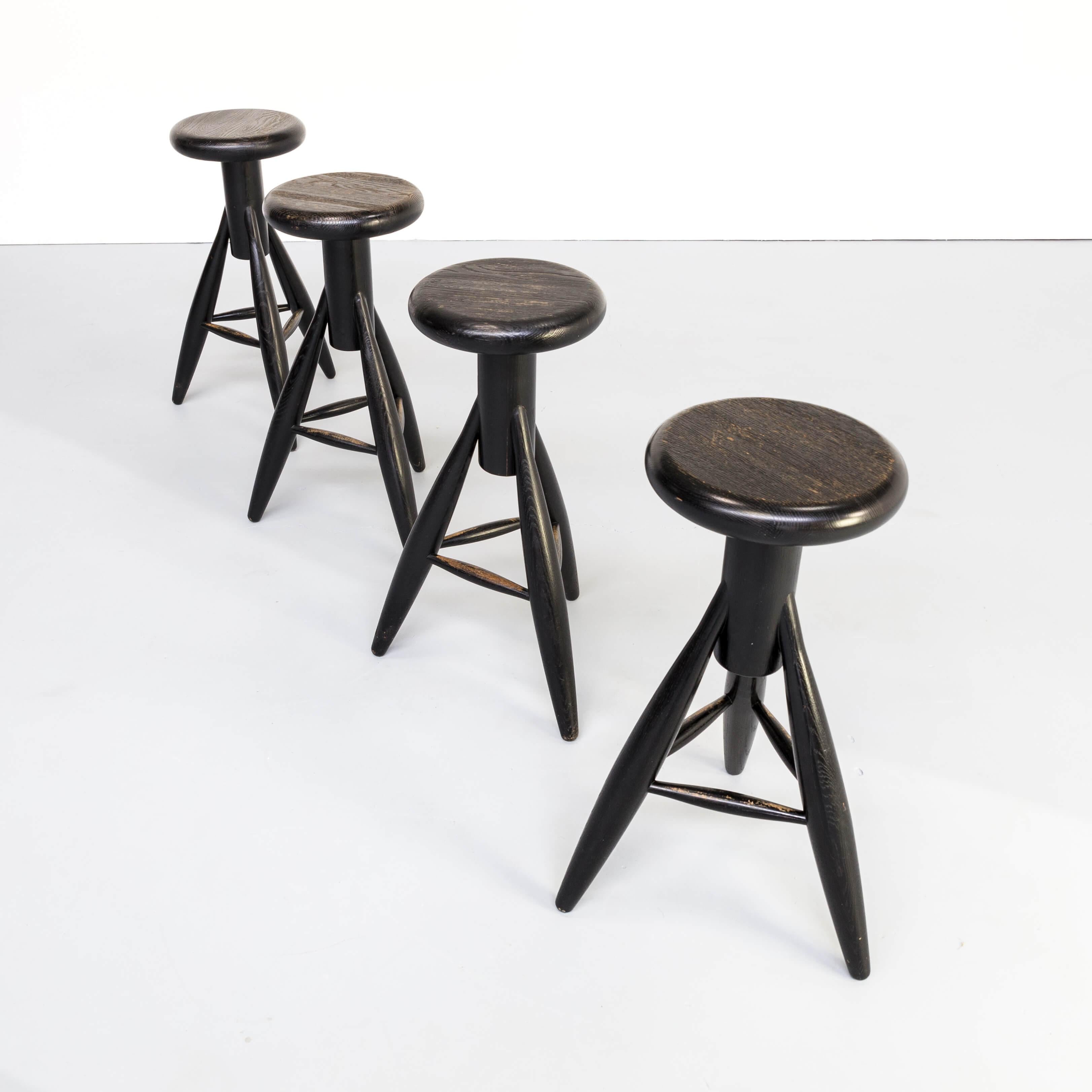 1990s Eero Aarnio ‘EA001’ Black Stool for Artek Set/4 In Good Condition For Sale In Amstelveen, Noord