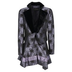 90s Emporio Armani purple with black print suit with jacket and skirt