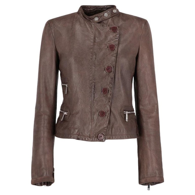 90s Emporio Armani Vintage brown leather jacket at 1stDibs 