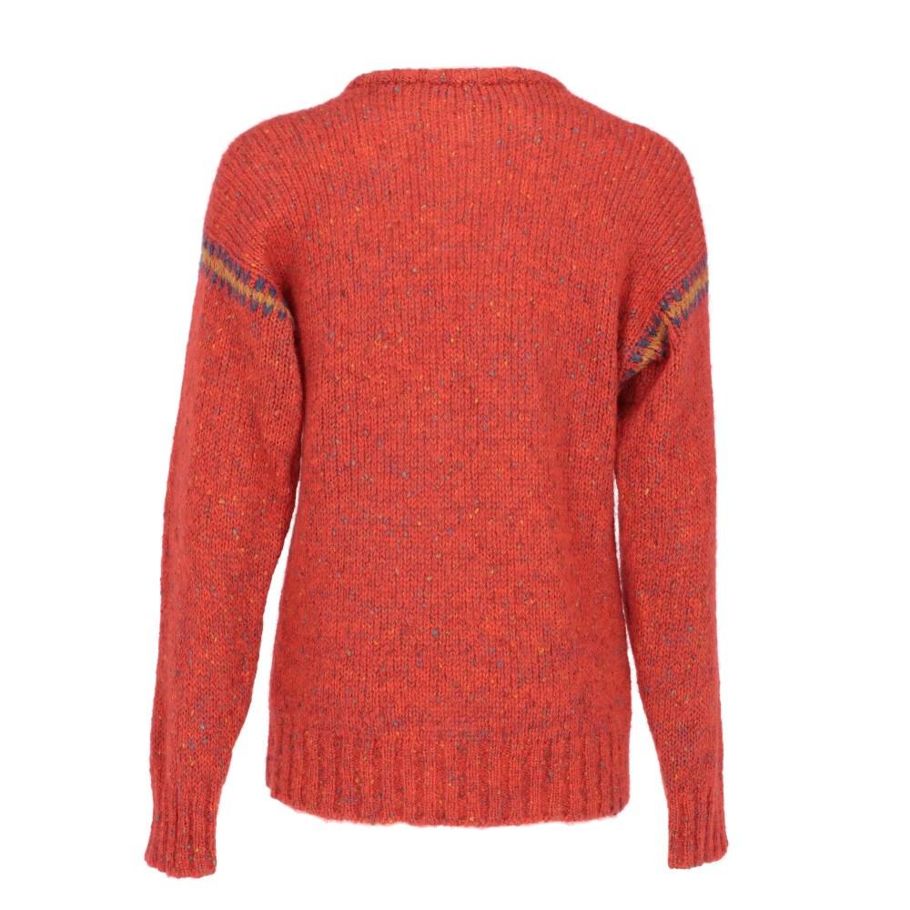  Enrico Coveri mohair and wool light red sweater featuring a buttoned motif. Crewneck model with contrasting multicolor armholes, ribbed cuff and bottom.

Taglia: 50 IT

Flat measurements
Height: 77 cm
Bust: 49 cm
Shoulders: 58 cm
Sleeves: 64