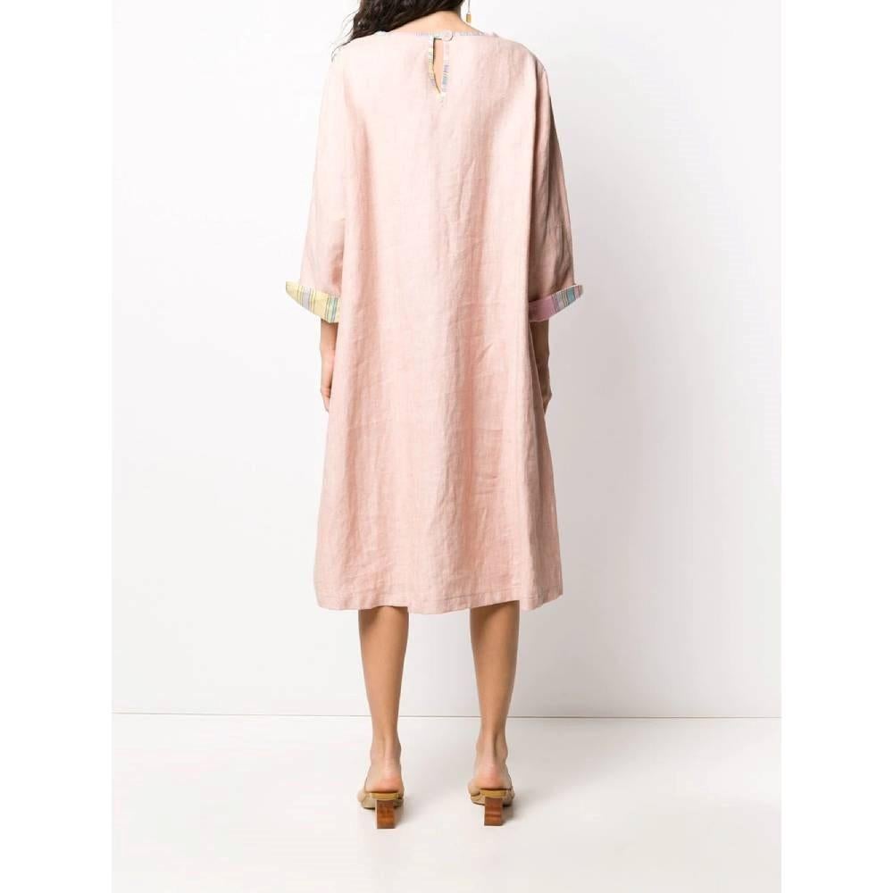 Women's 90s Etoile Vintage light pink linen straight oversized dress For Sale