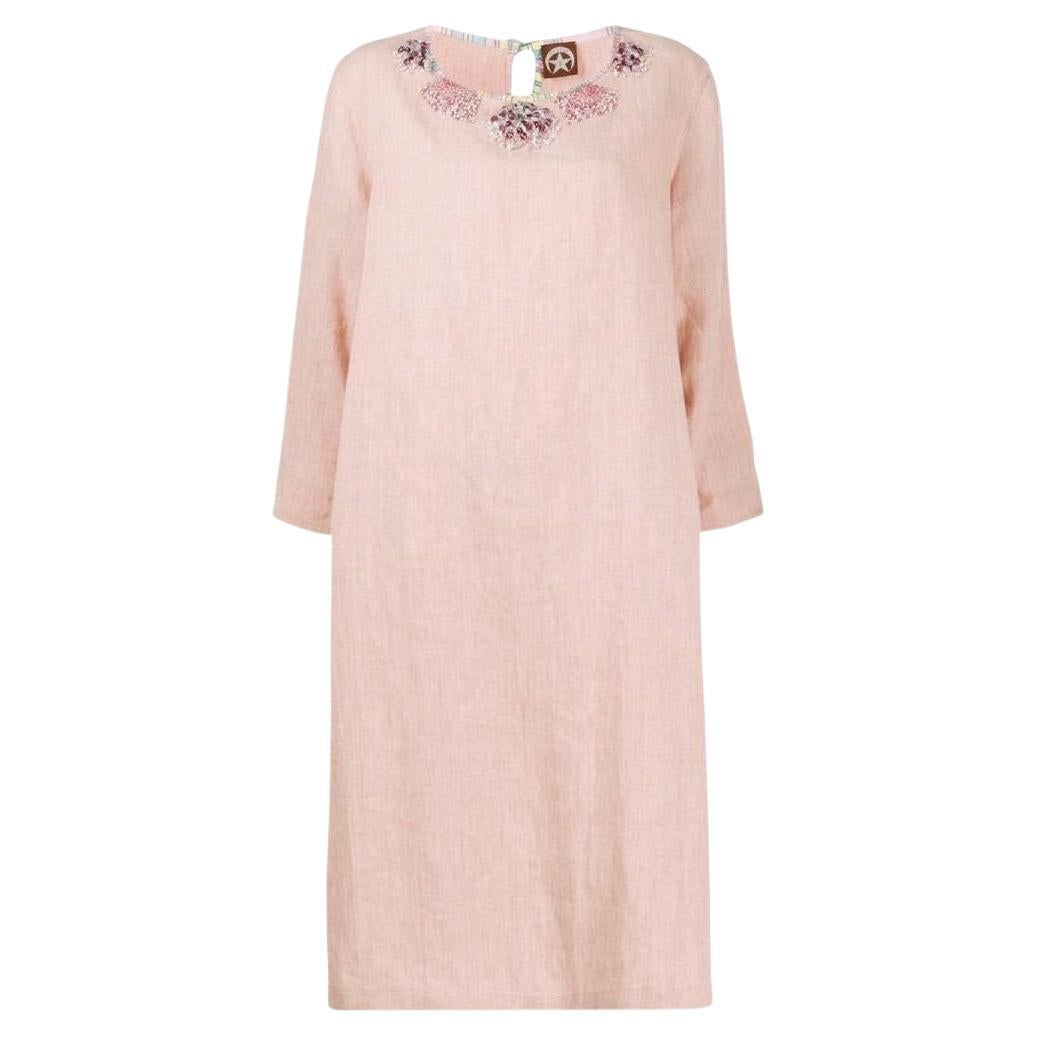 90s Etoile Vintage light pink linen straight oversized dress For Sale
