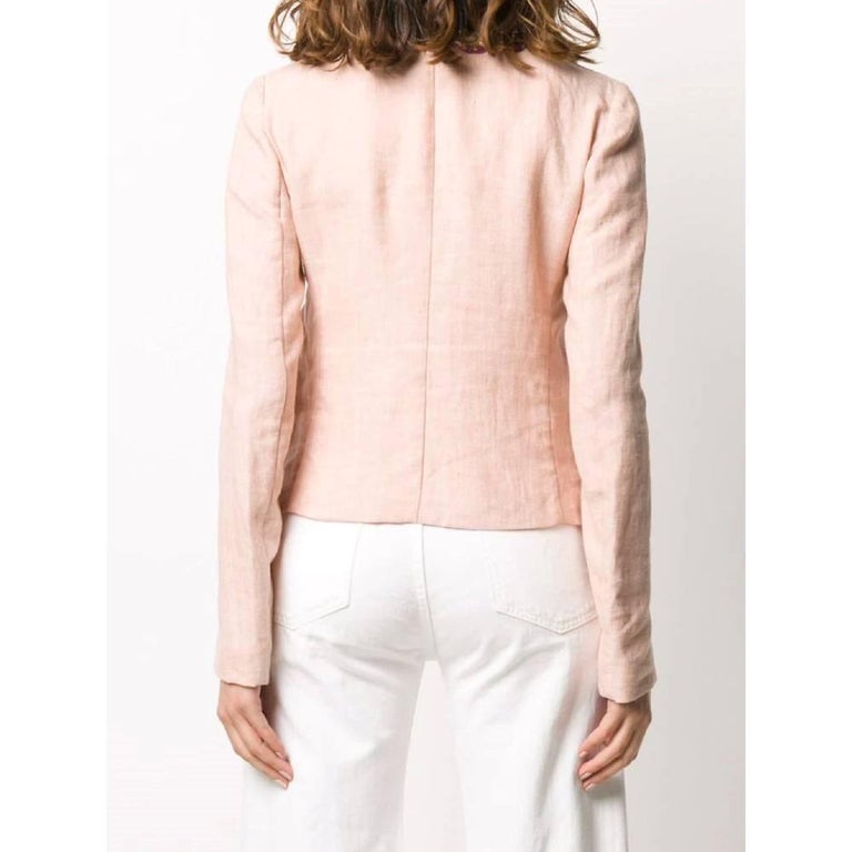 90s Etoile Vintage pink linen embroidered jacket For Sale at 1stDibs