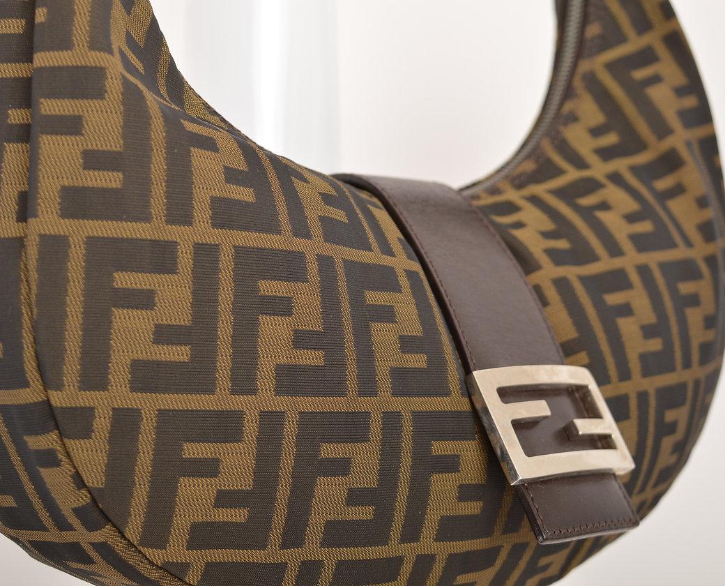 90S Fendi Zucca Croissant Shape Shoulder Baguette Hand Bag 2