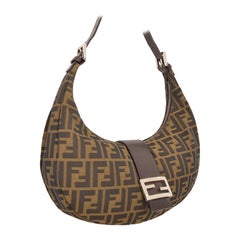 90S Fendi Zucca Croissant Shape Shoulder Baguette Hand Bag